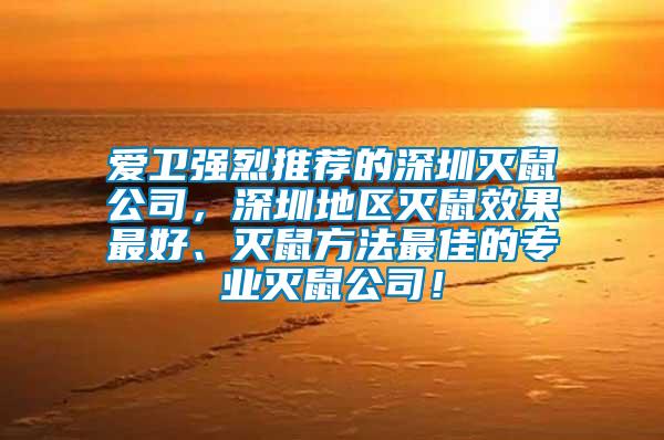 愛衛(wèi)強烈推薦的深圳滅鼠公司，深圳地區(qū)滅鼠效果最好、滅鼠方法最佳的專業(yè)滅鼠公司！